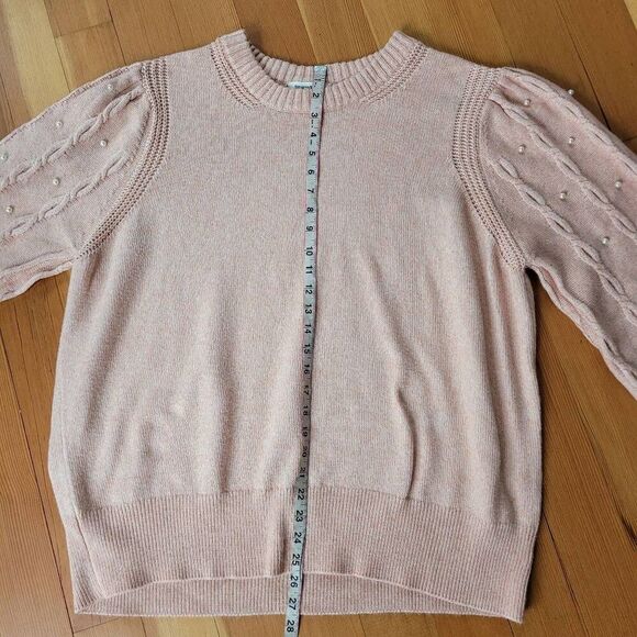 peach pink‎ 2X crew neck sweater balloon sleeve pearl embellishments glam - Picture 8 of 10